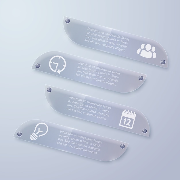 Bannières Horizontales Infographiques En Verre Web