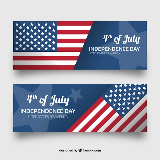 Bannières d&#39;indépendance des États-Unis avec un design plat