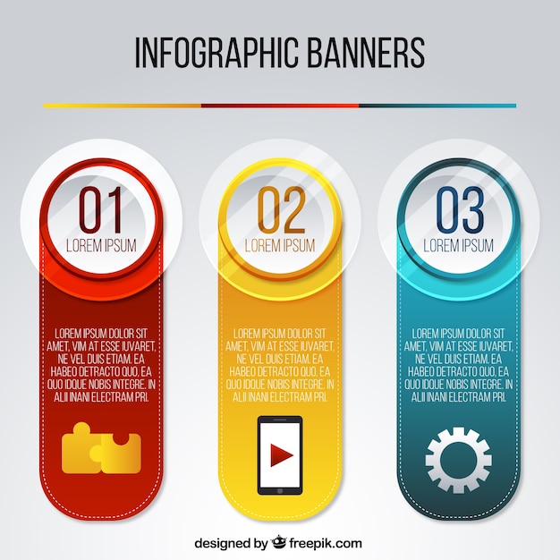 Vecteur gratuit bannières infographiques colorées dans un style géométrique