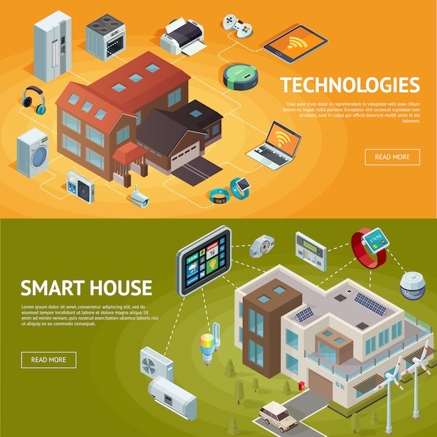 Bannières Isométriques Intelligentes Pour La Maison