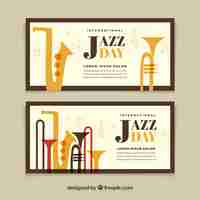 Vecteur gratuit bannières jazz avec des instruments de musique