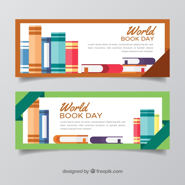 Vecteur gratuit bannières de journée mondiale du livre au design plat