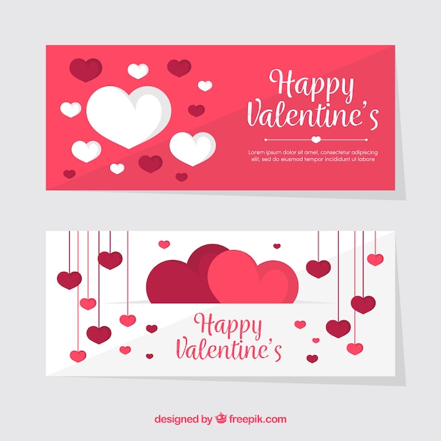 Vecteur gratuit bannières mignonnes de la saint-valentin