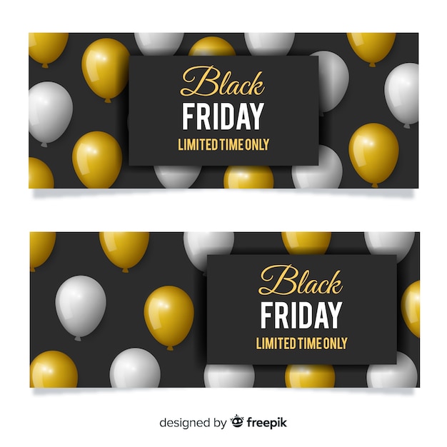 Vecteur gratuit bannières modernes de vendredi noir avec des ballons réalistes
