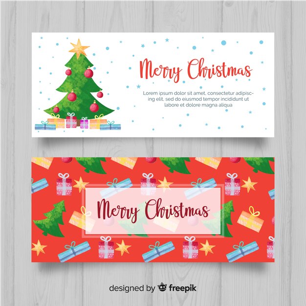 Bannières de Noël aquarelles