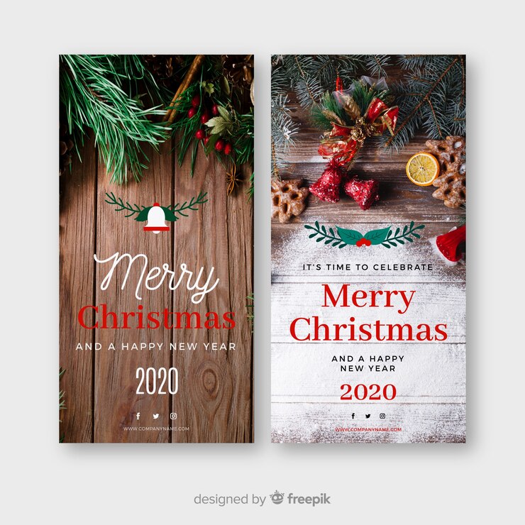 Vecteur gratuit bannières de noël avec photo