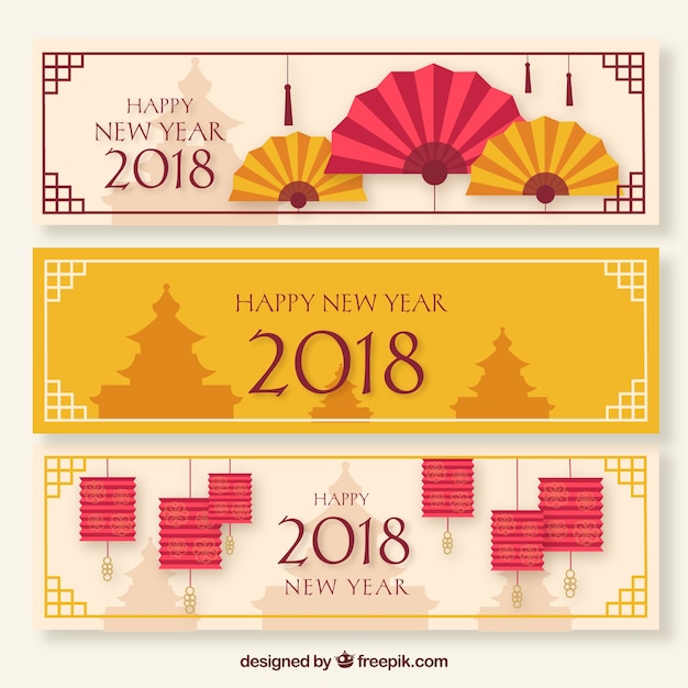 Bannières De Nouvel An Chinois Plat