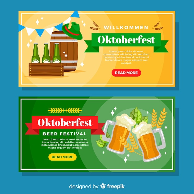 Bannières Oktoberfest Jaunes Et Vertes