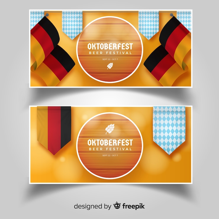 Vecteur gratuit bannières oktoberfest modernes avec un design réaliste