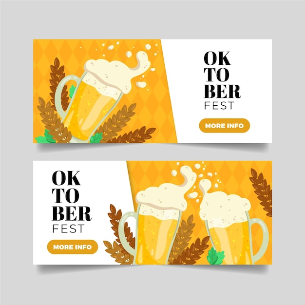 Vecteur gratuit bannières oktoberfest de style dessiné à la main