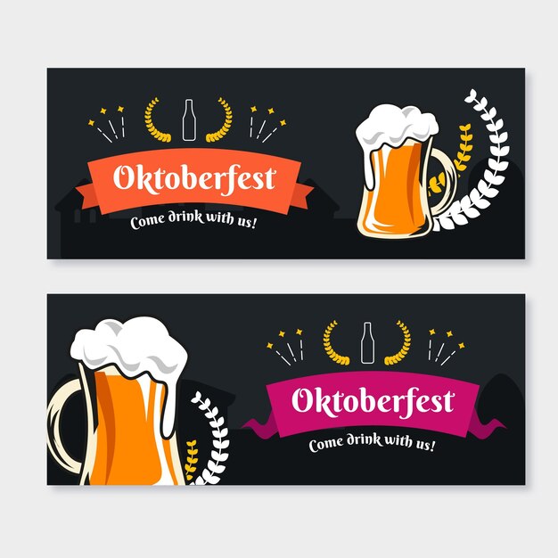 Vecteur gratuit bannières d'oktoberfest de style dessinés à la main