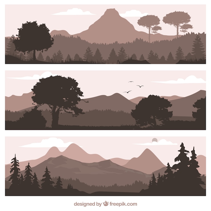 Vecteur gratuit bannières de paysages naturels