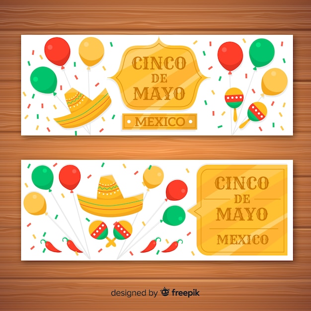 Bannières Plates En Cinco De Mayo