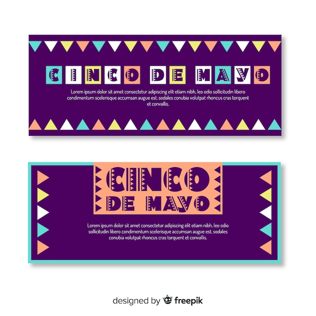 Bannières Plates En Cinco De Mayo