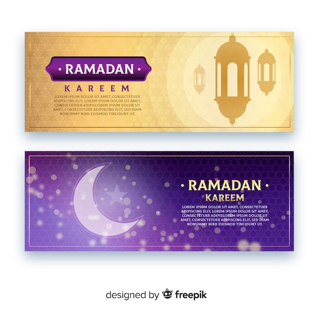 Vecteur gratuit bannières de ramadan plat