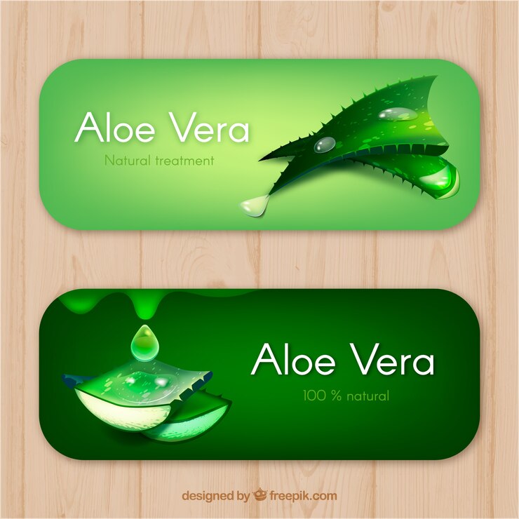 Vecteur gratuit bannières réalistes d&#39;aloe vera