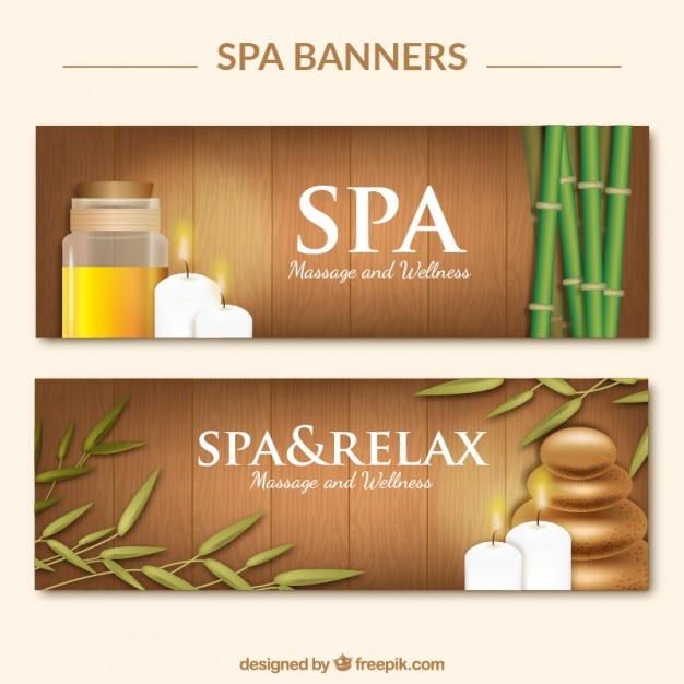 Vecteur gratuit bannières spa en bois