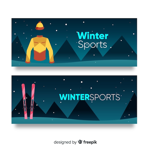 Vecteur gratuit bannières de sports d'hiver