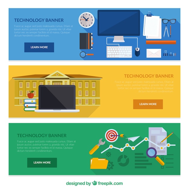 Vecteur gratuit bannières technologiques modèle