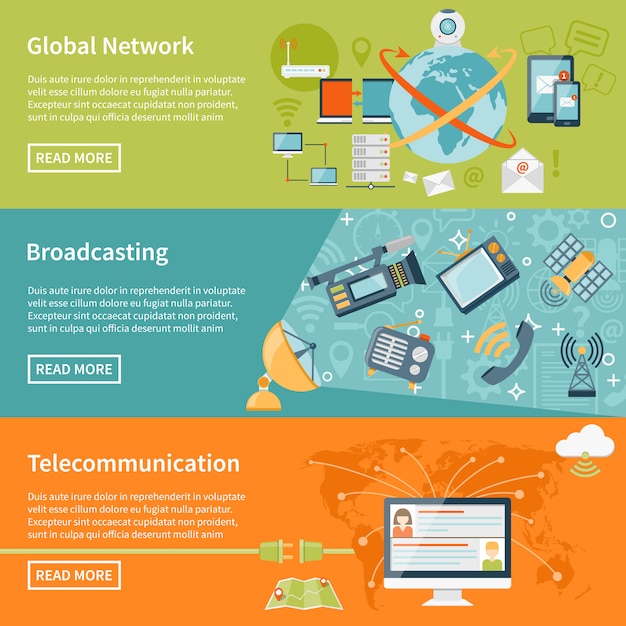 Vecteur gratuit bannières de télécommunications