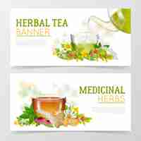 Vecteur gratuit bannières de tisane et d'herbes médicinales