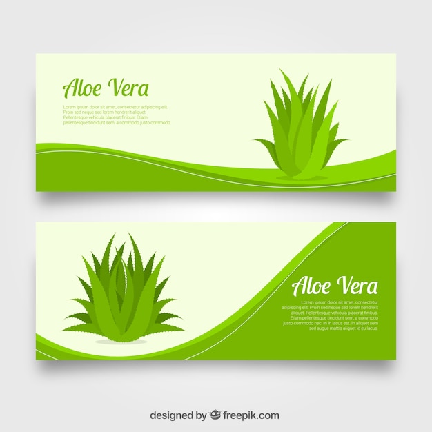 Vecteur gratuit bannières avec des vagues d'aloe vera