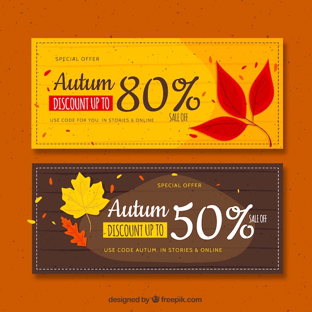 Bannières De Vente Automne Avec Des Feuilles