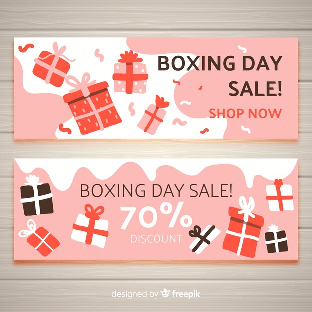 Bannières De Vente Boxing Day Dessinés à La Main