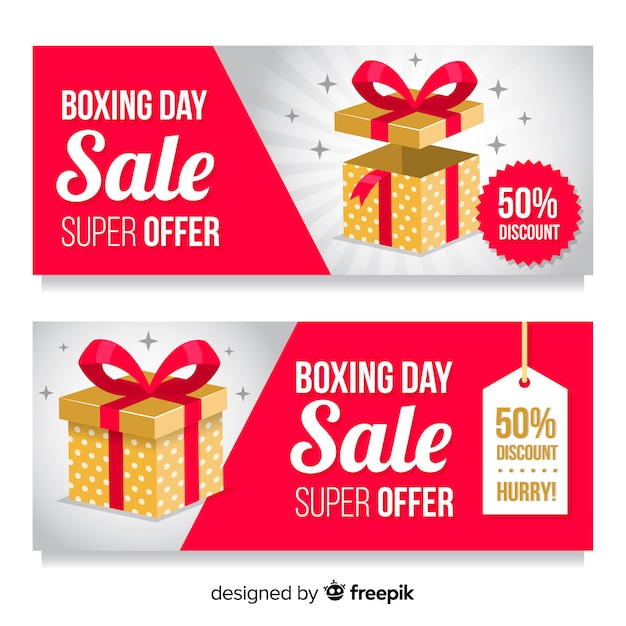 Vecteur gratuit bannières de vente boxing day