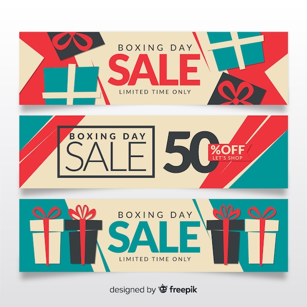 Vecteur gratuit bannières de vente boxing day