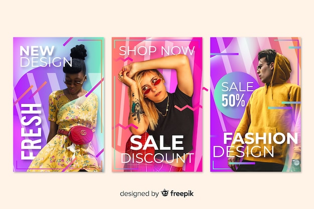 Bannières de vente de mode avec photo