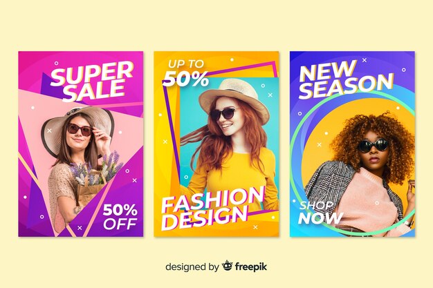 Bannières de vente de mode avec photo