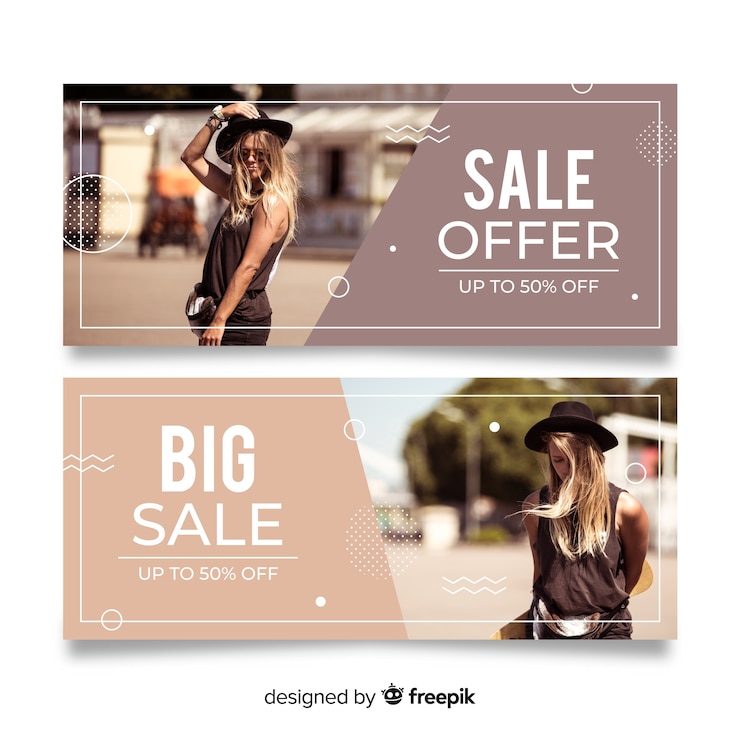 Vecteur gratuit bannières de vente de mode