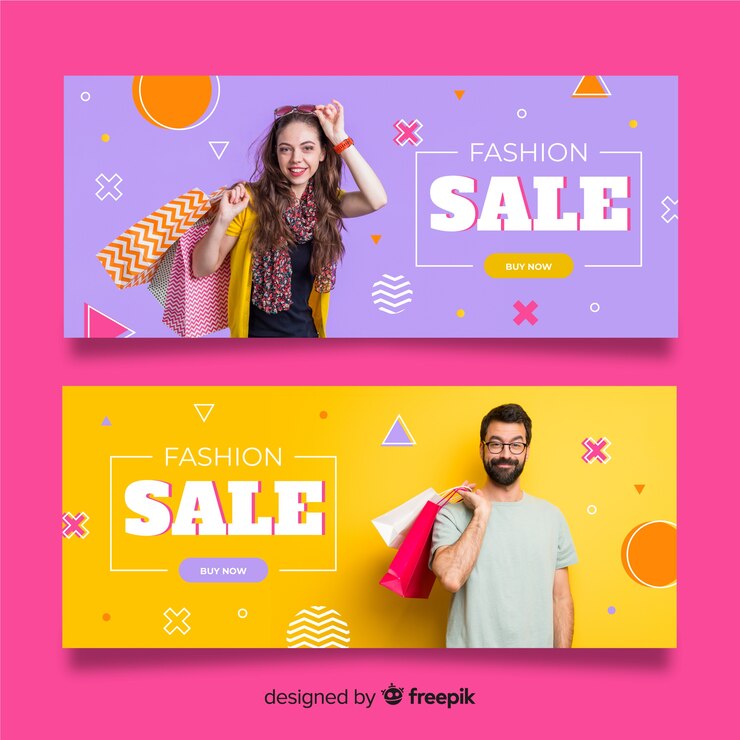 Vecteur gratuit bannières de vente de mode