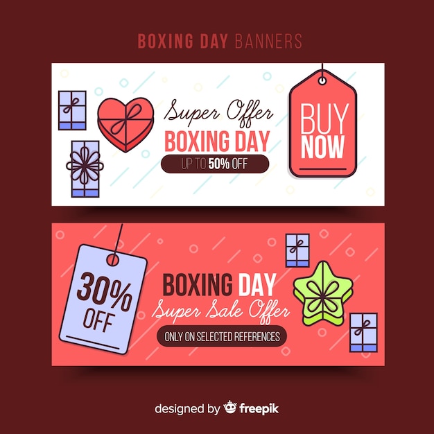 Bannières De Vente Plat Boxing Day