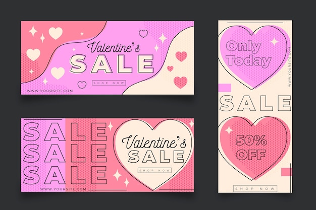 Bannières De Vente De La Saint-valentin Avec Offre