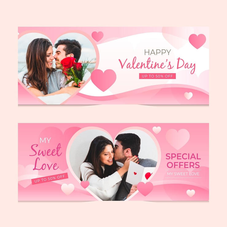 Vecteur gratuit bannières de vente spéciale saint-valentin