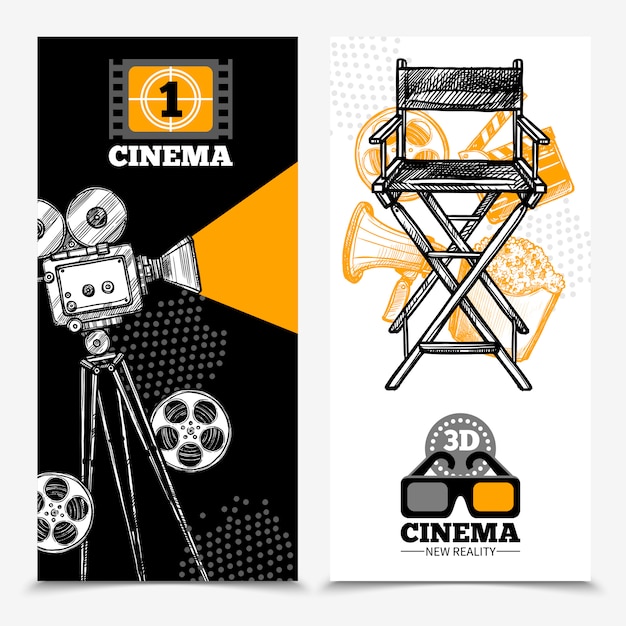 Vecteur gratuit bannières verticales cinéma