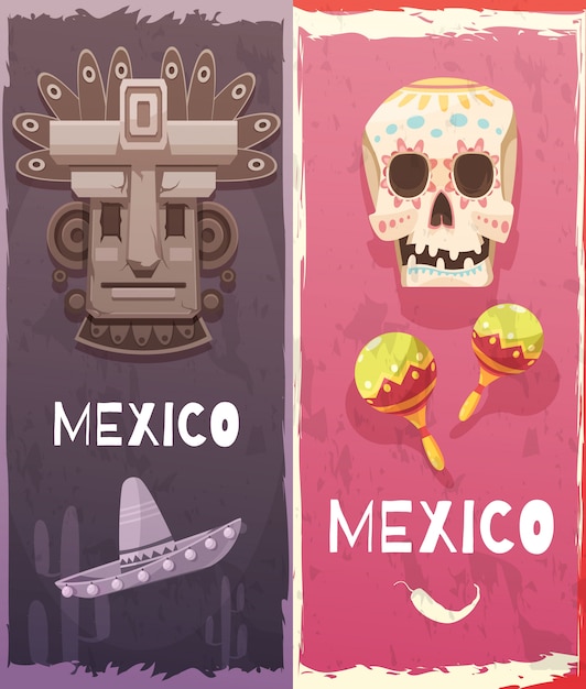 Vecteur gratuit bannières verticales du mexique