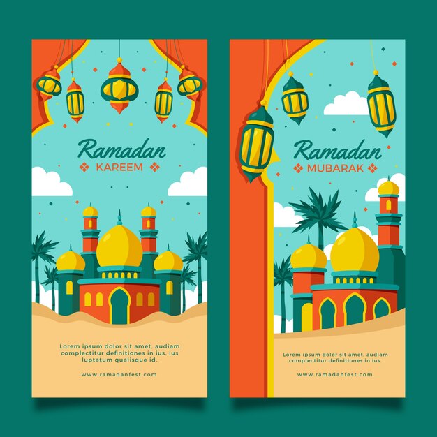 Bannières verticales pour la célébration islamique du ramadan