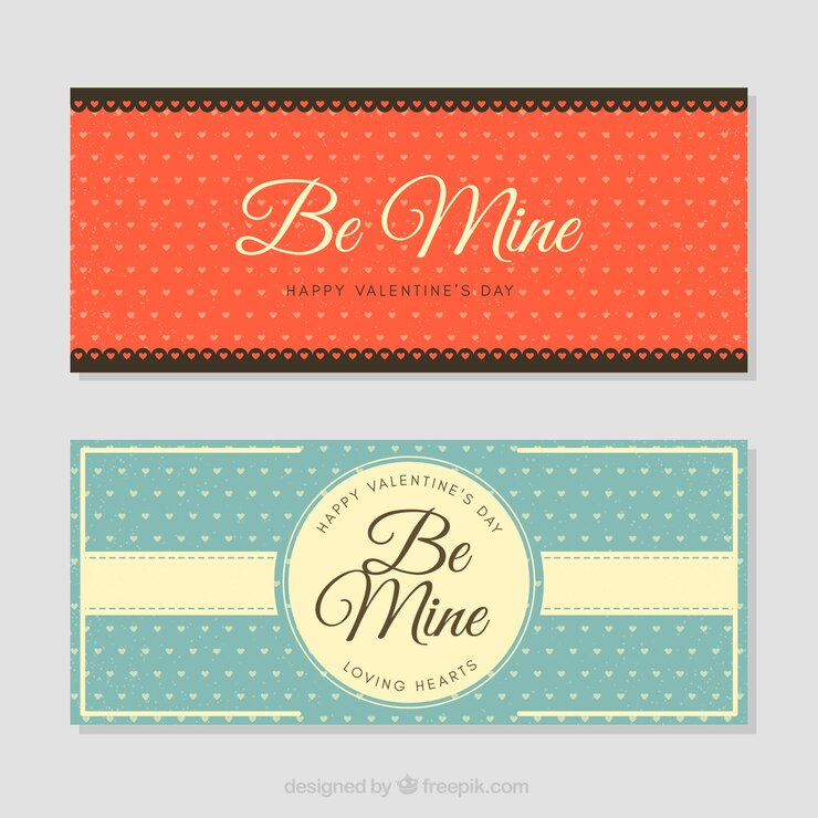 Vecteur gratuit bannières vintage saint-valentin