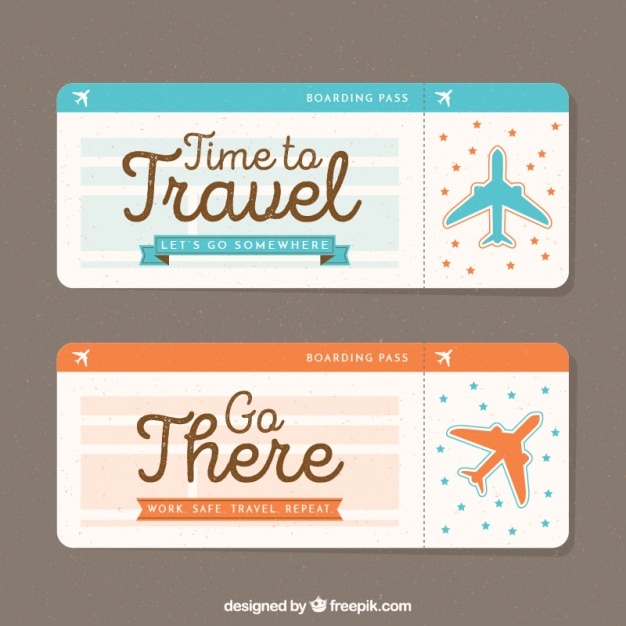 Vecteur gratuit bannières de voyage avec des plans décoratifs en style vintage