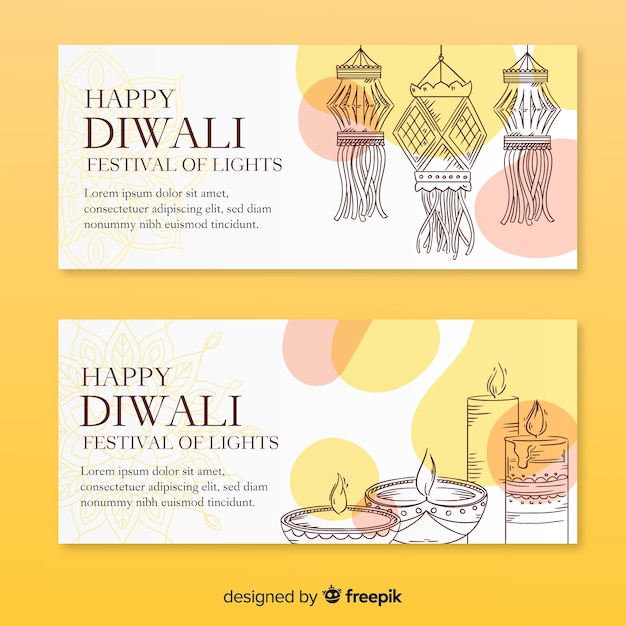 Bannières Web Diwali Dessinés à La Main