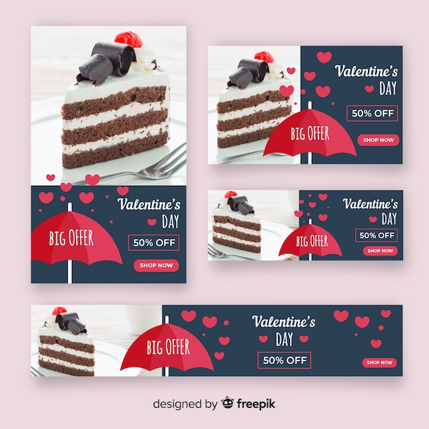 Vecteur gratuit bannières web saint valentin avec photo