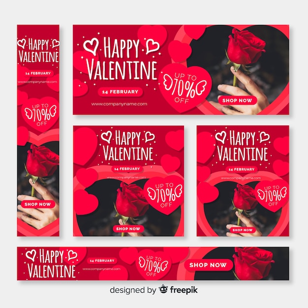 Vecteur gratuit bannières web saint valentin