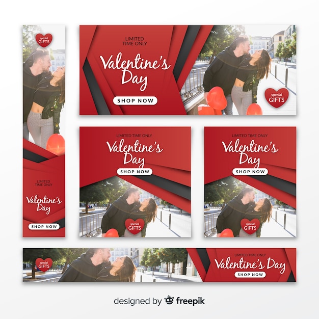 Vecteur gratuit bannières web de vente de saint valentin