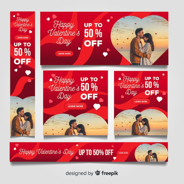 Vecteur gratuit bannières web de vente de saint valentin