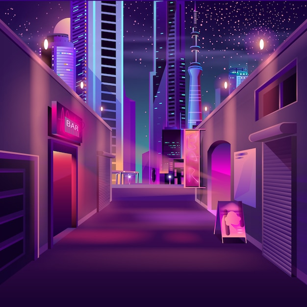 Bar de nuit dans le dessin animé de la métropole moderne