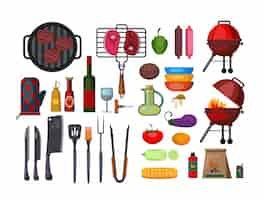 Vecteur gratuit barbecue mis illustration