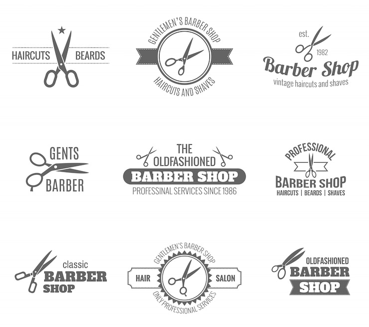 Vecteur gratuit barber label noir